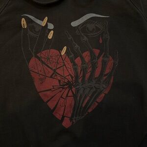 All Saints Dark Hoodie sweatshirt sweater black heart Valentine’s top medium M